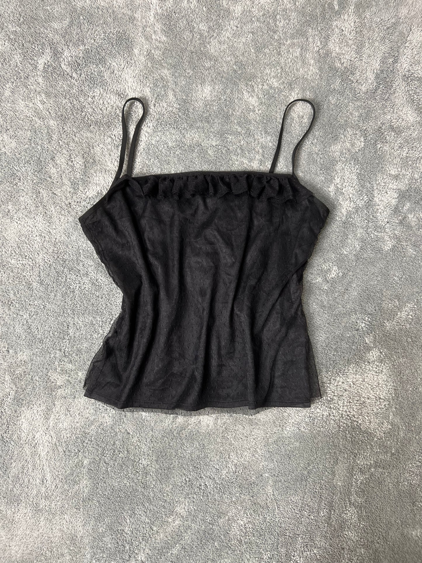 Mesh Overlay Black Blouse