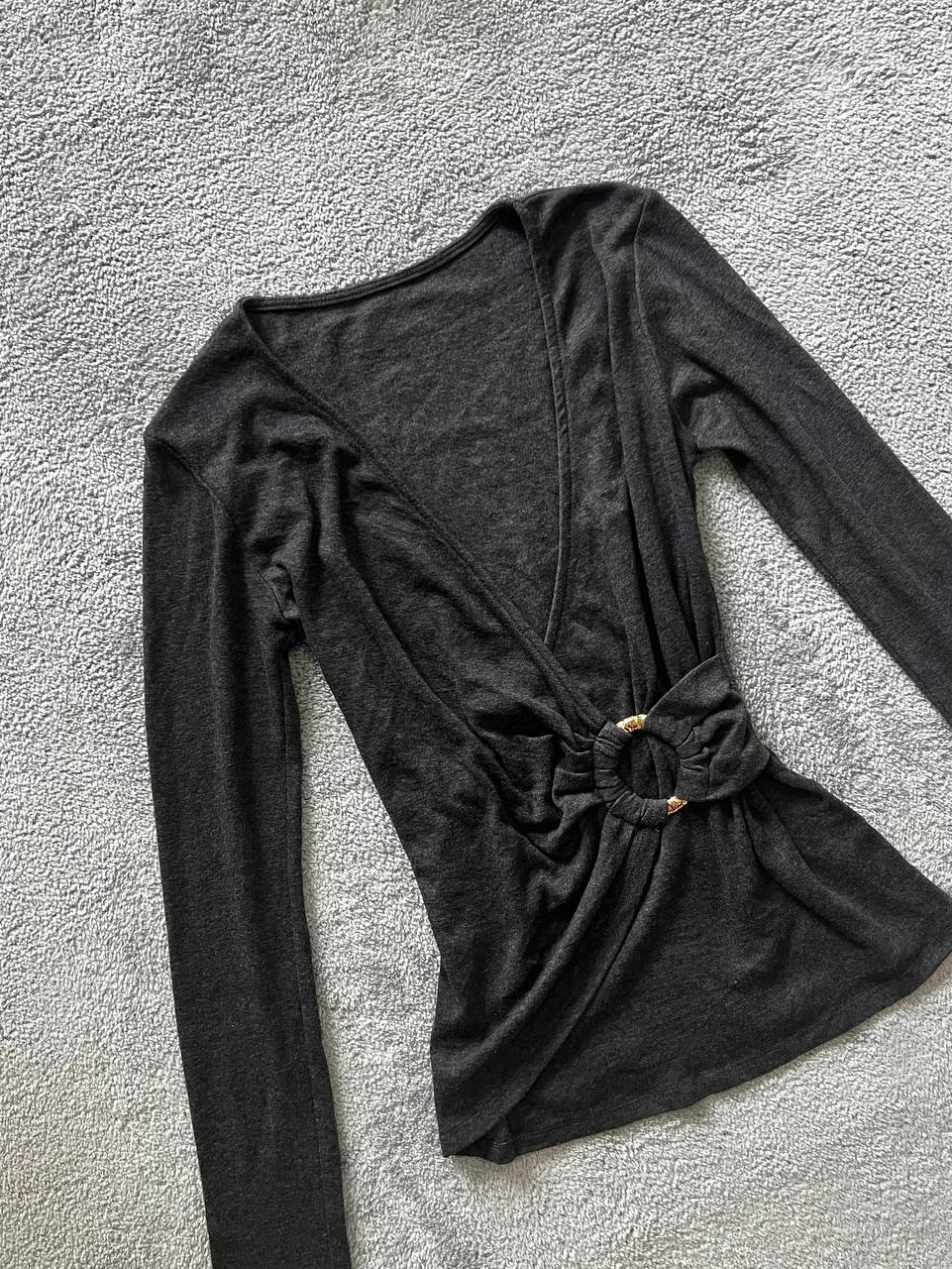 Black Long Sleeved Top with Waist Piece