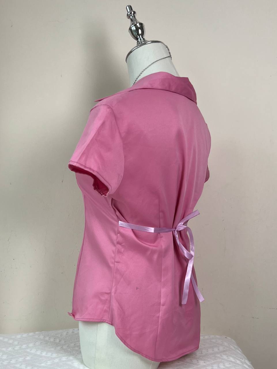 Pink Ribbon Tie Blouse