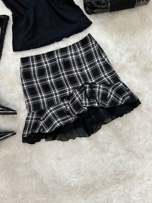 Black Checkered Skirt