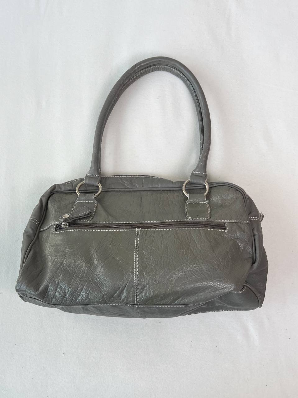 Grey Leather Tote Bag
