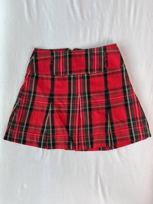 Plaid Mini Skirt (Red/Dark Green)