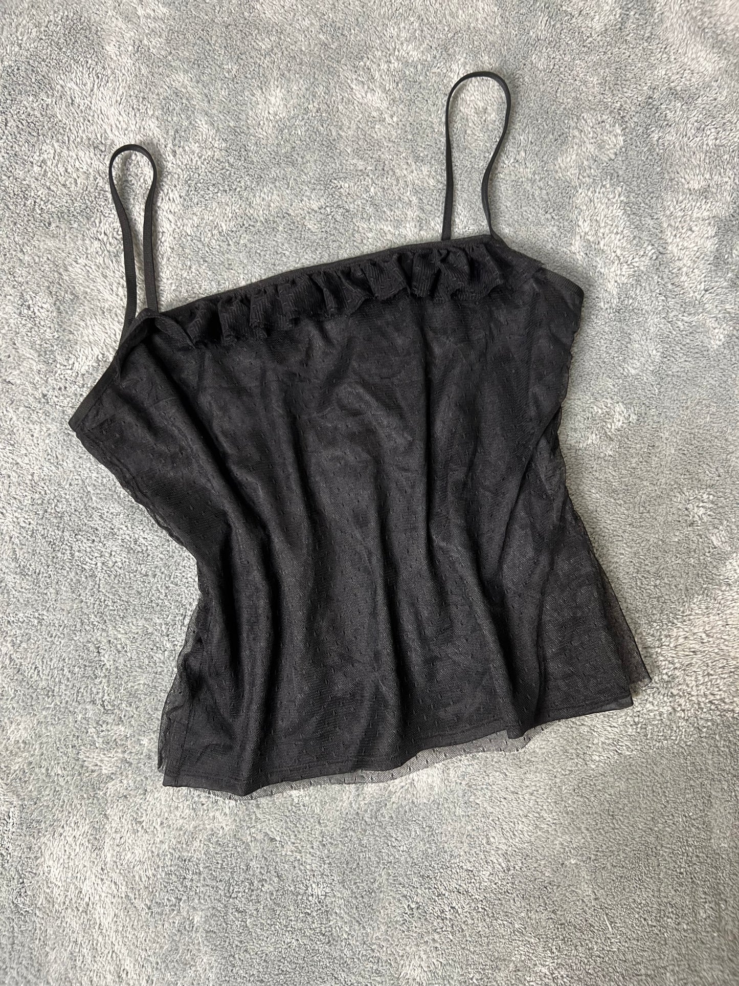 Mesh Overlay Black Blouse