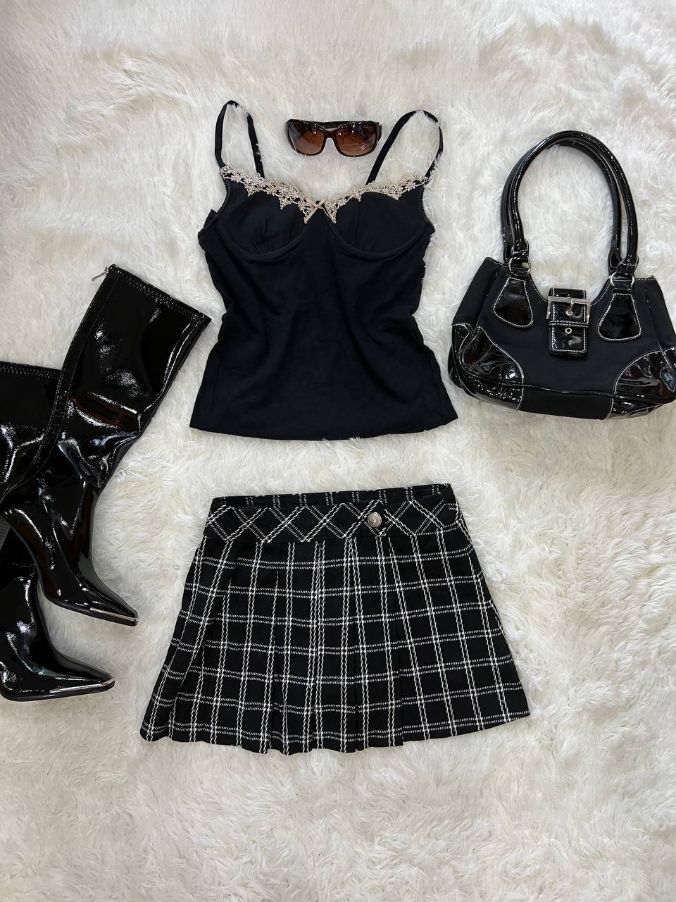 Black Plaid Skirt