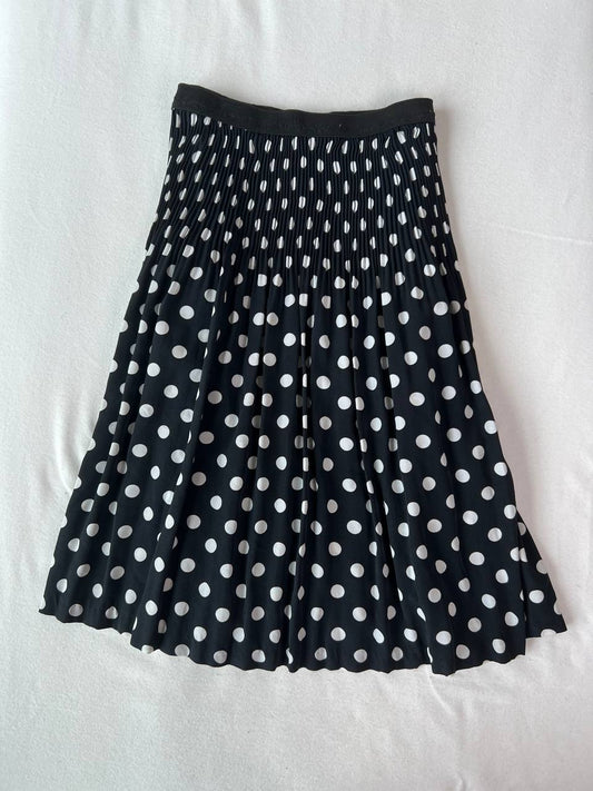 Polka Dot Pleated Midi Skirt