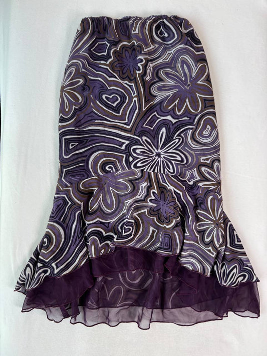 Purple Patterned Midi Skirt