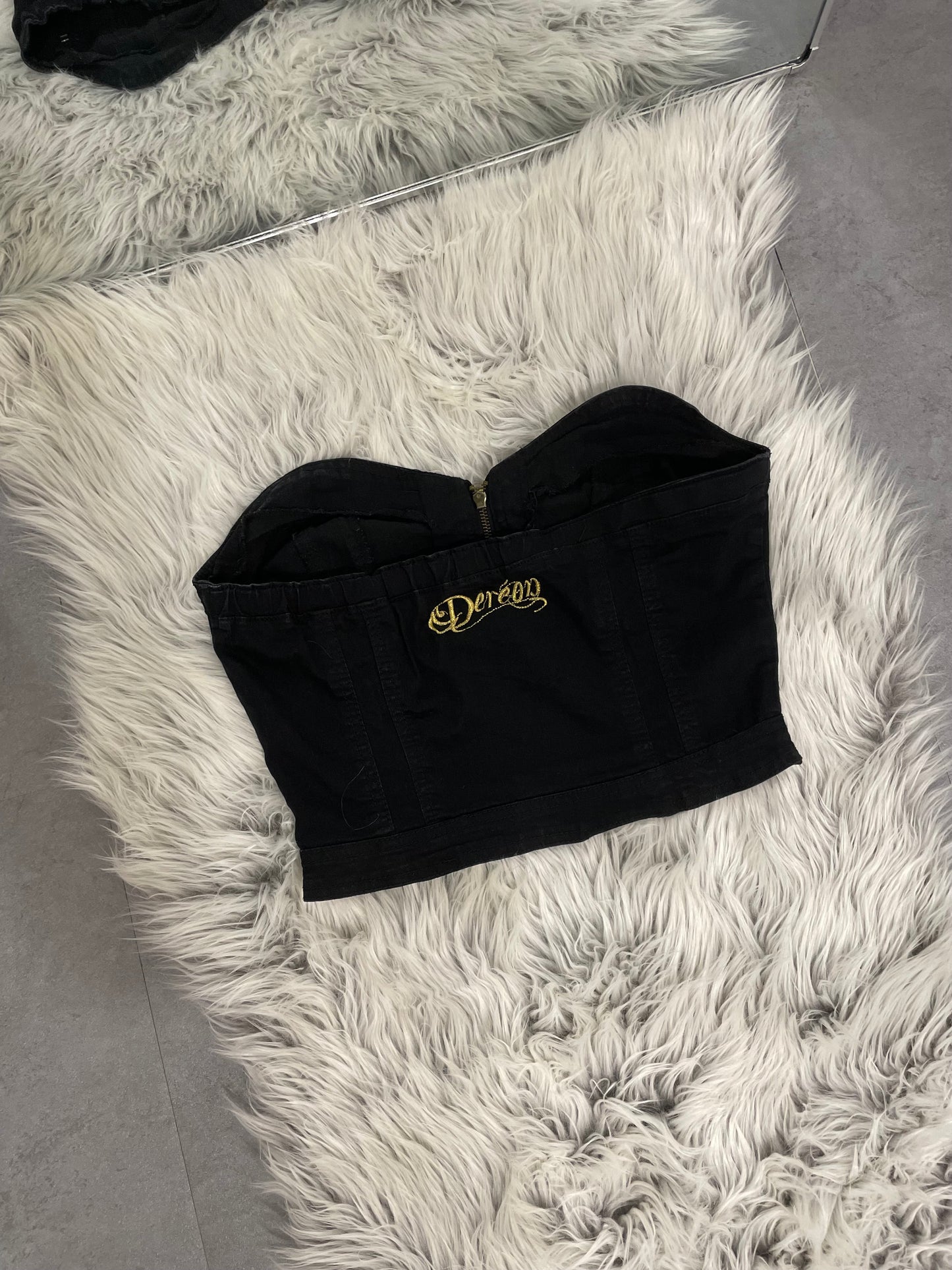 Black Zip Up Denim Tube Top
