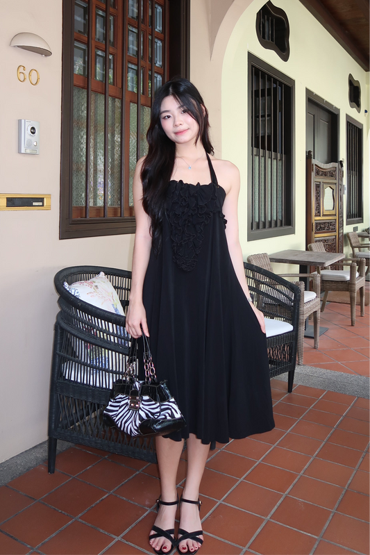 Black Halter Ruffle Sundress