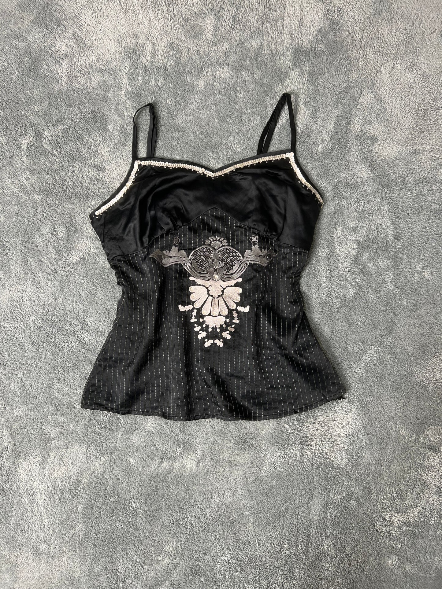 Embroidered Striped Cami