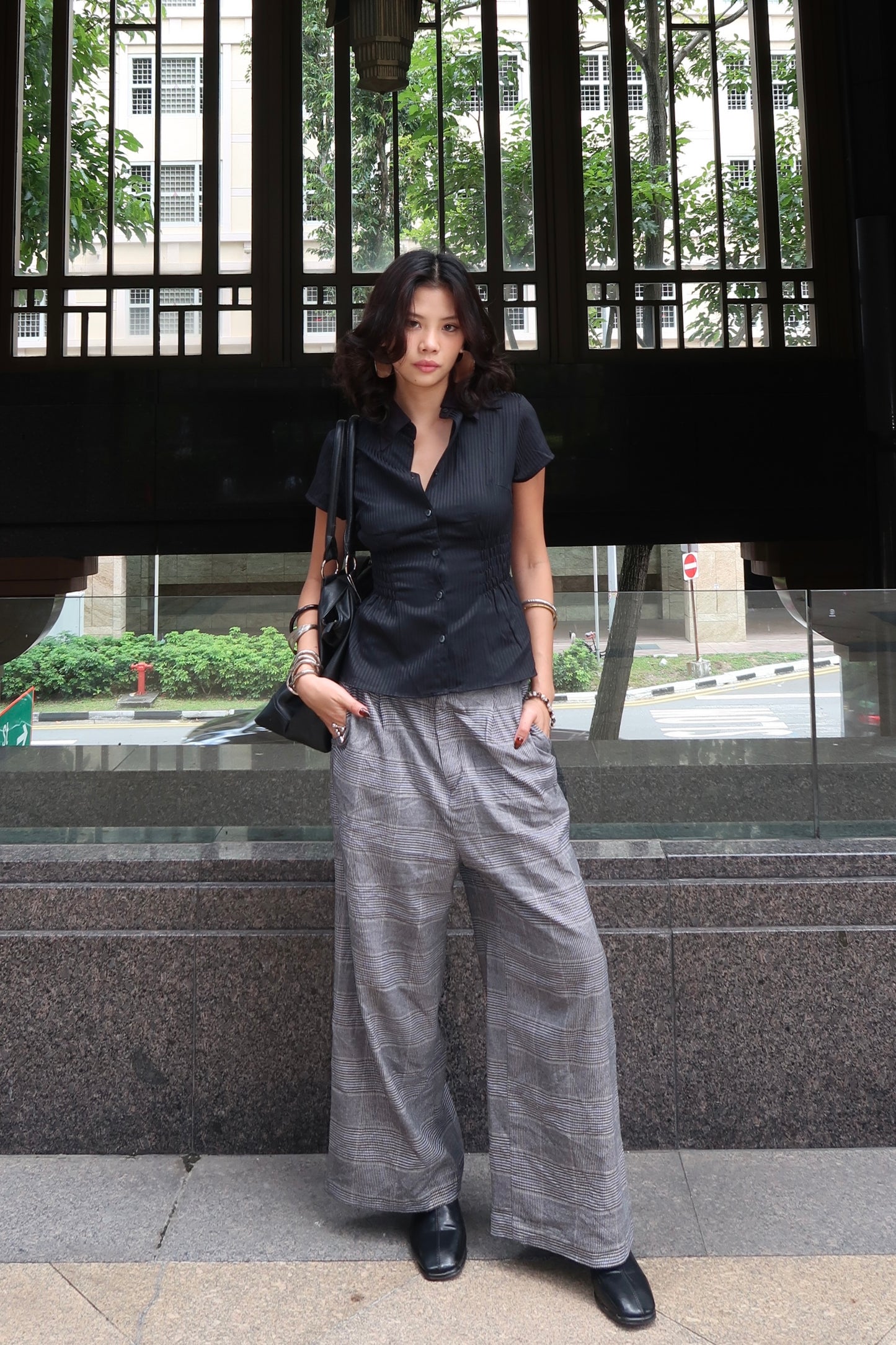 Grey Plaid Pants