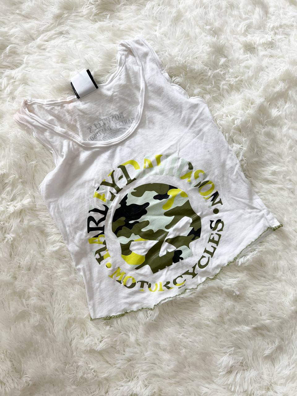 White Reworked Harley Tank Top