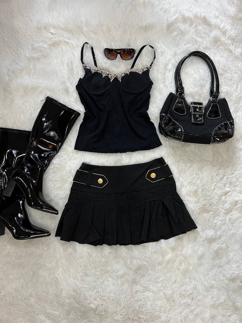 Pinstripe Black Mini Skirt