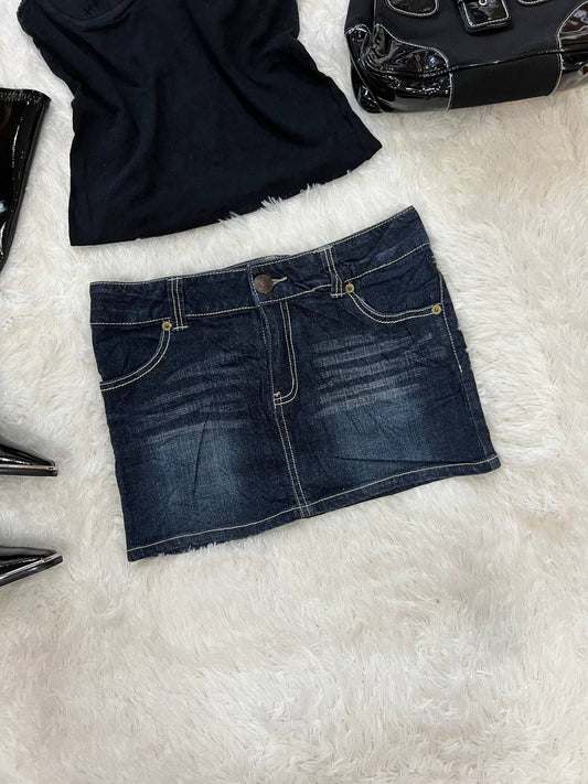 Dark Blue Denim Mini Skirt
