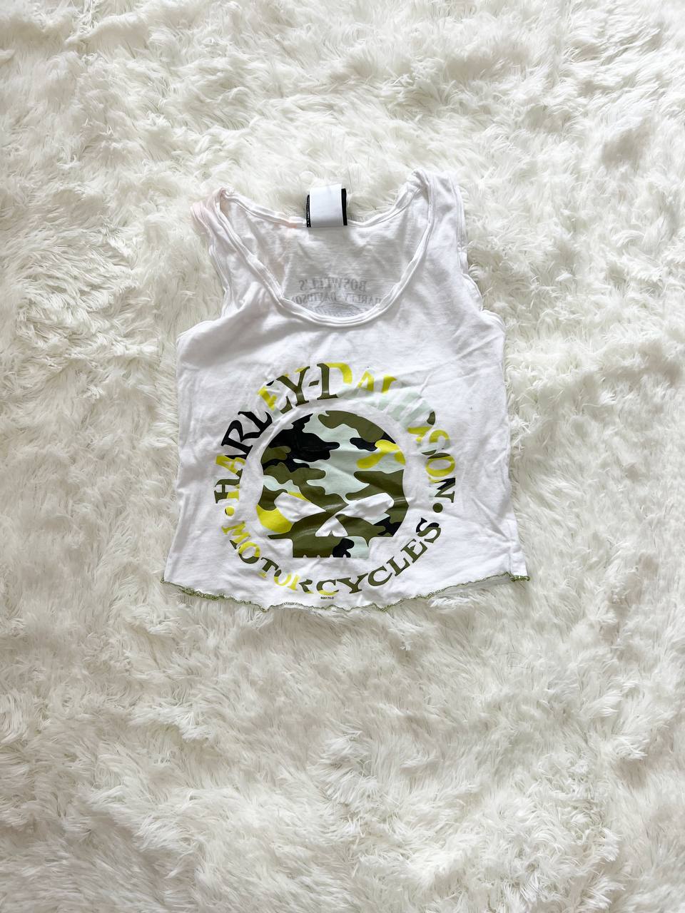 White Reworked Harley Tank Top
