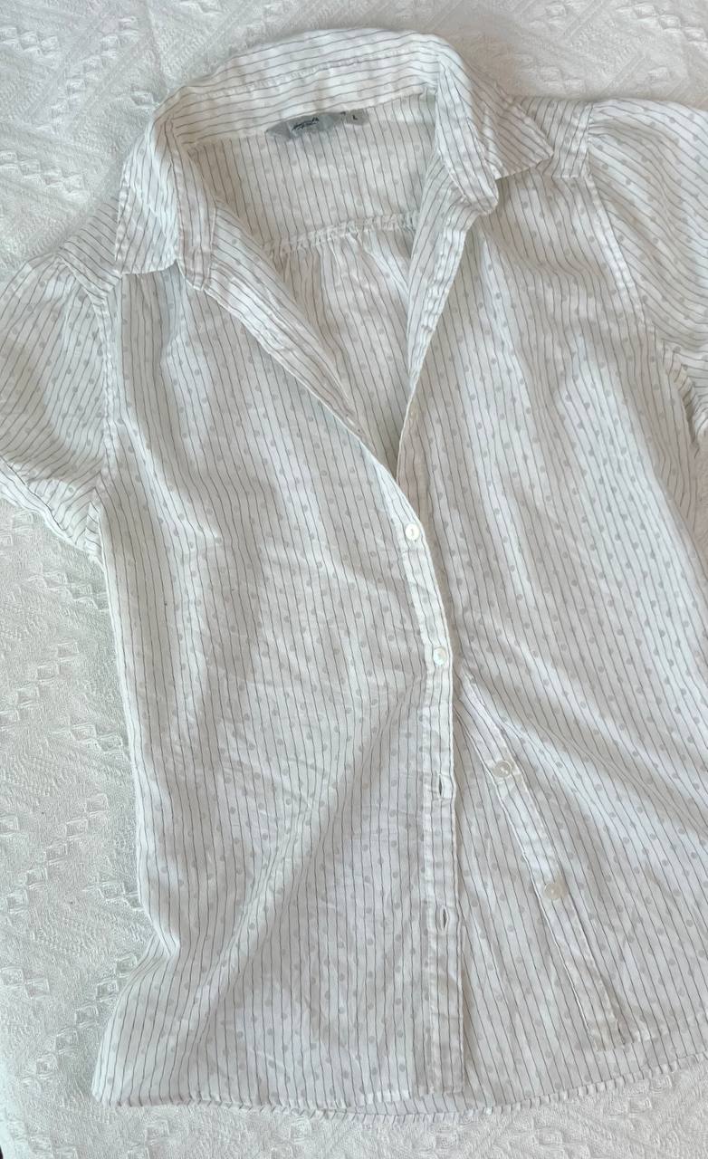 White Polkadot Textured Blouse