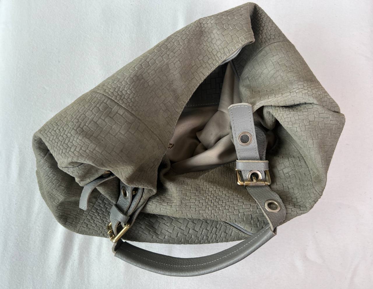 Grey Slouchy Leather Bag