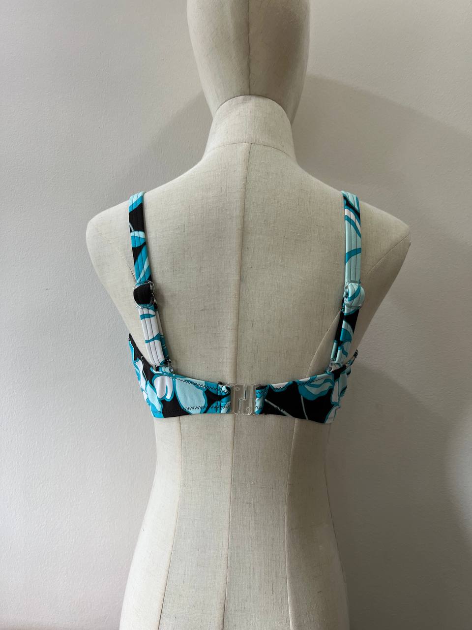 Black and Blue Floral Bikini Top