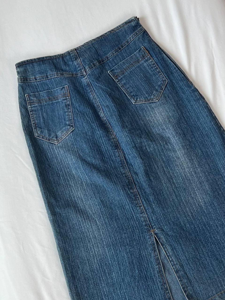 Denim Midi Skirt w Frills