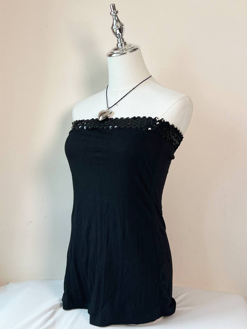 Sequinned Hem Tube Top