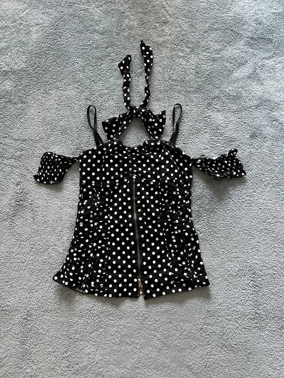 Black Dotted Halter and Off Shoulder Top