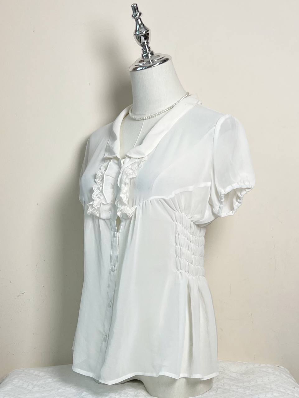 White Chiffon Fitted Blouse