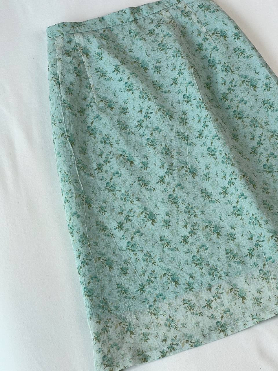 Green Ditsy Floral Midi Skirt