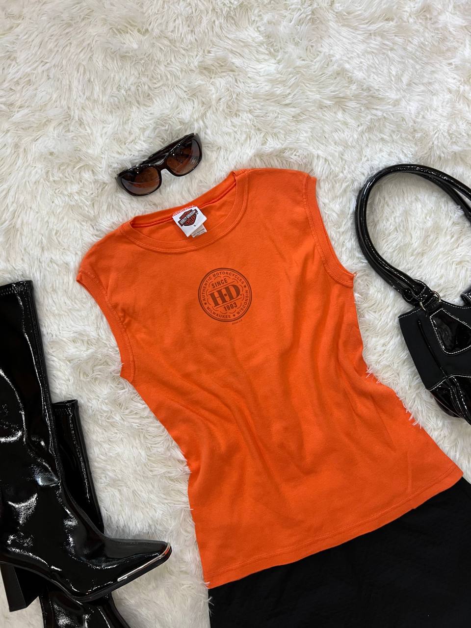 Orange Harley Davidson Tank Top