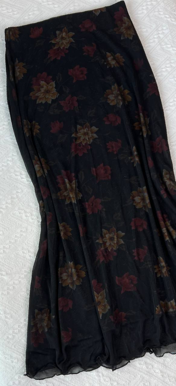 Floral with Black Mesh Overlay Skirt