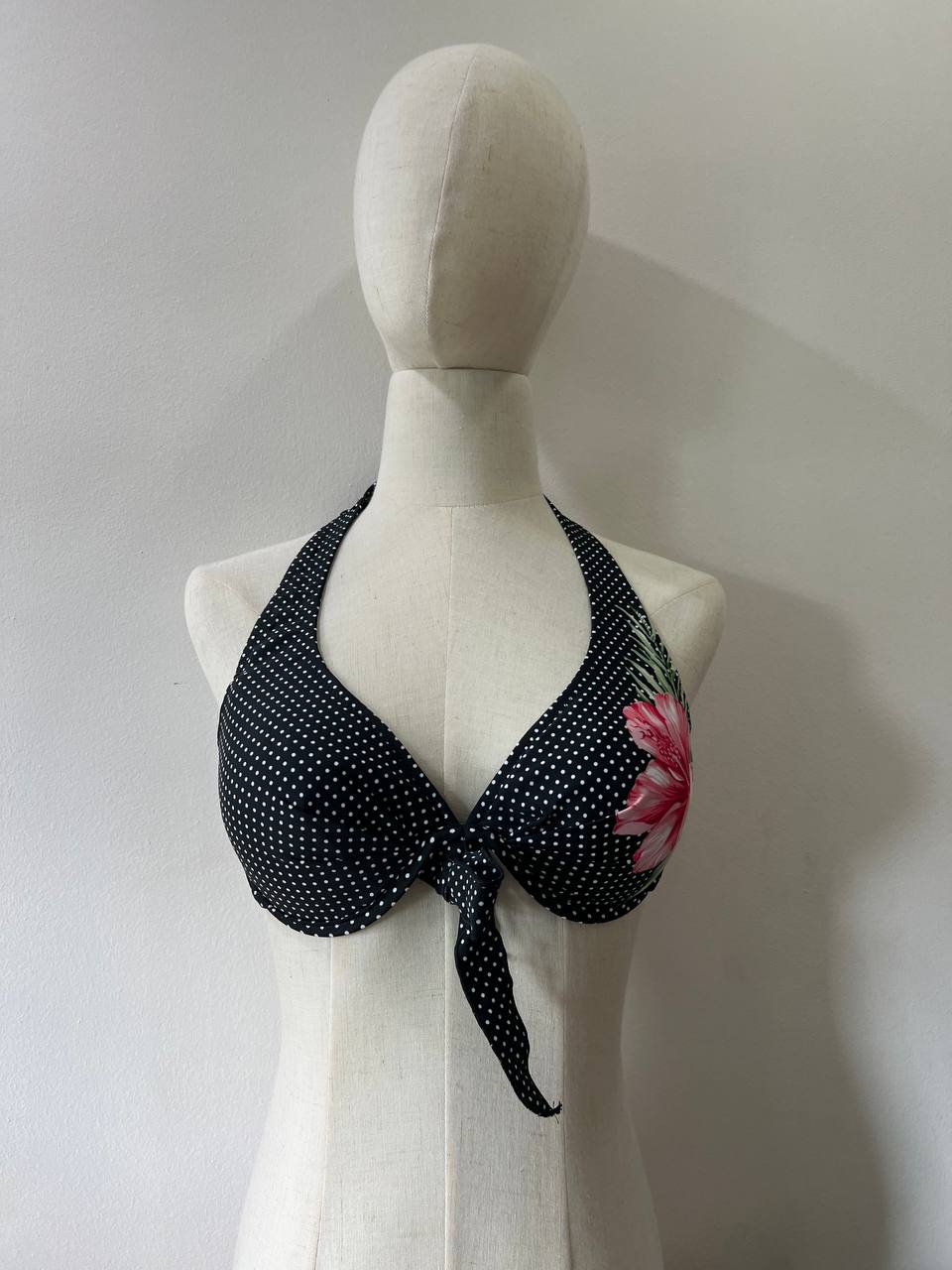 Black Floral Bikini Top