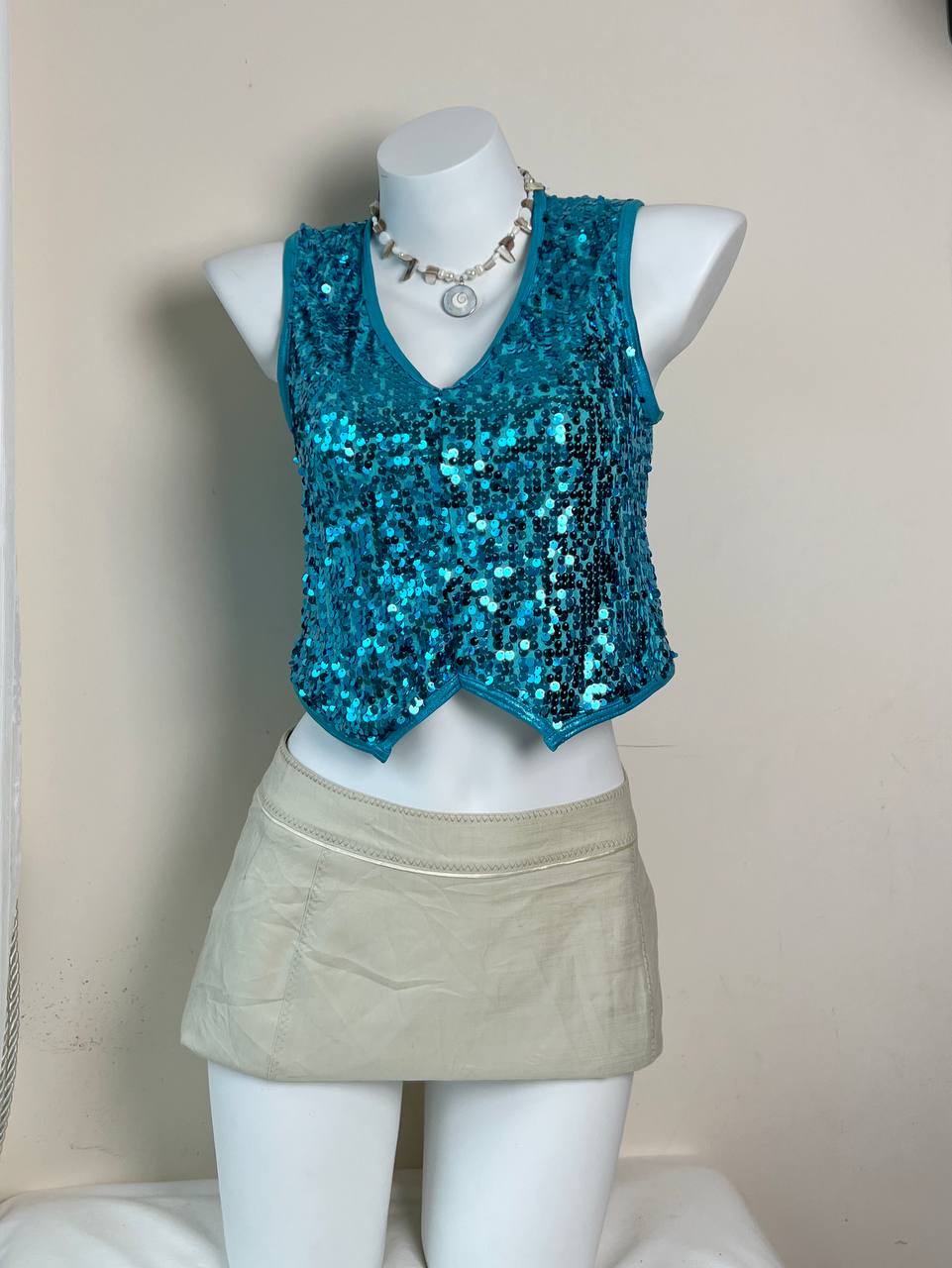 Blue Sequinned Tank