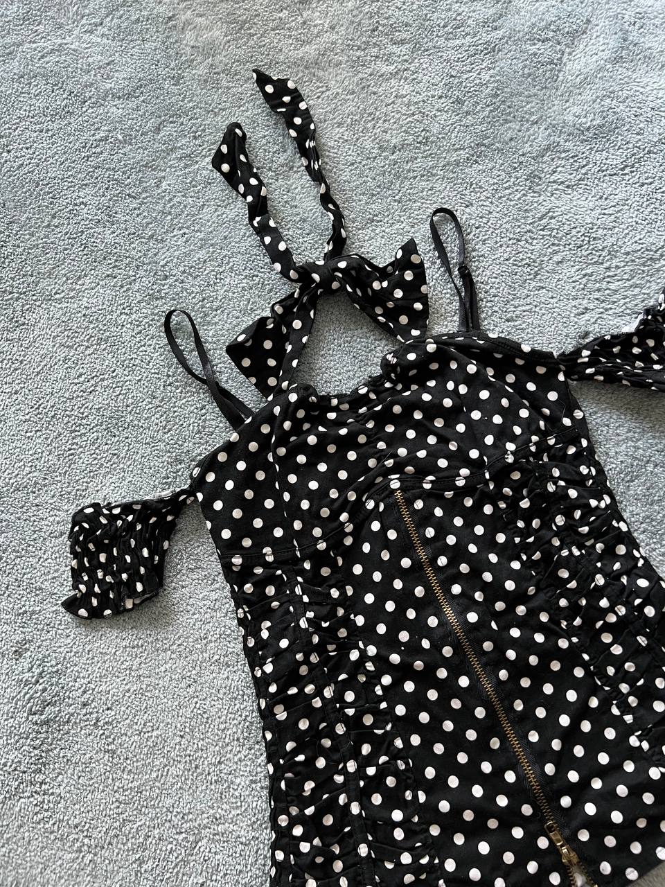 Black Dotted Halter and Off Shoulder Top