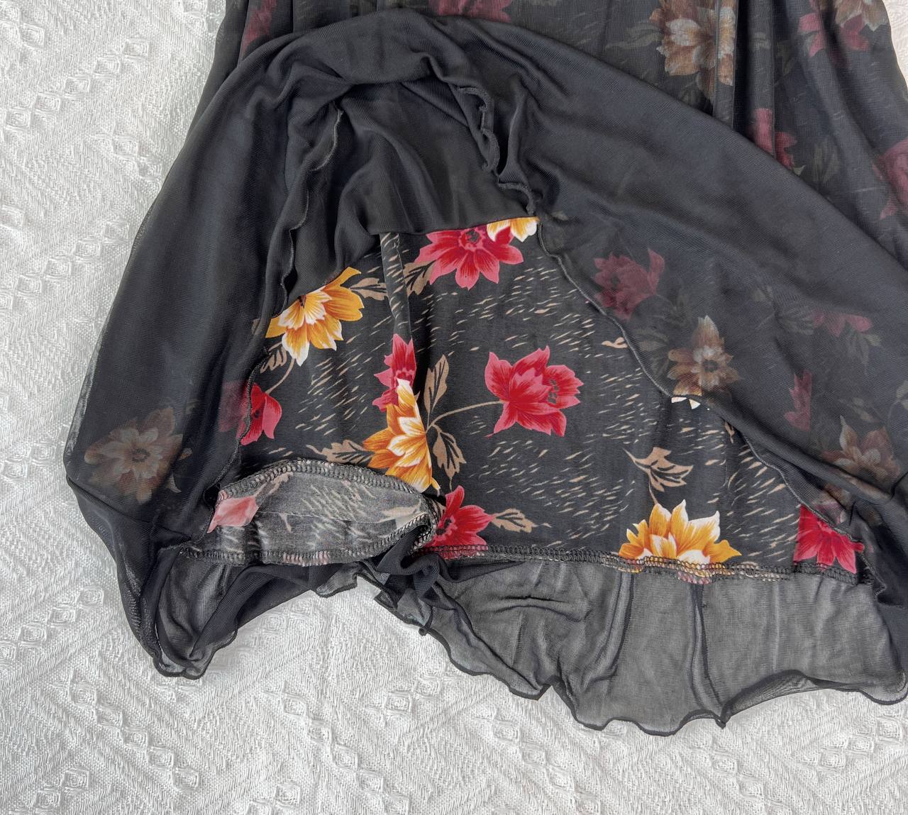 Floral with Black Mesh Overlay Skirt