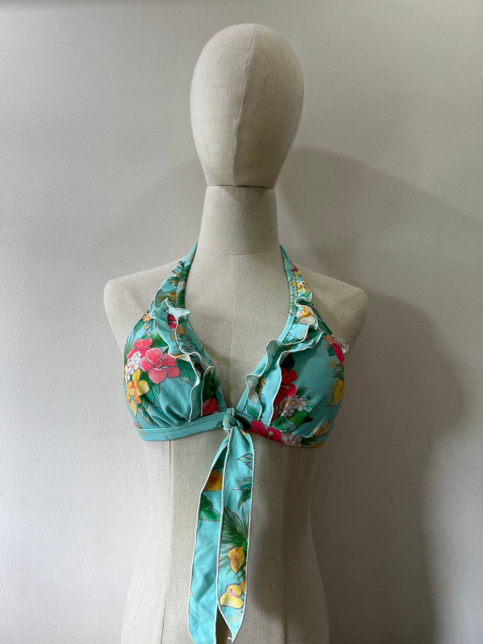 Blue Floral Bikini Top