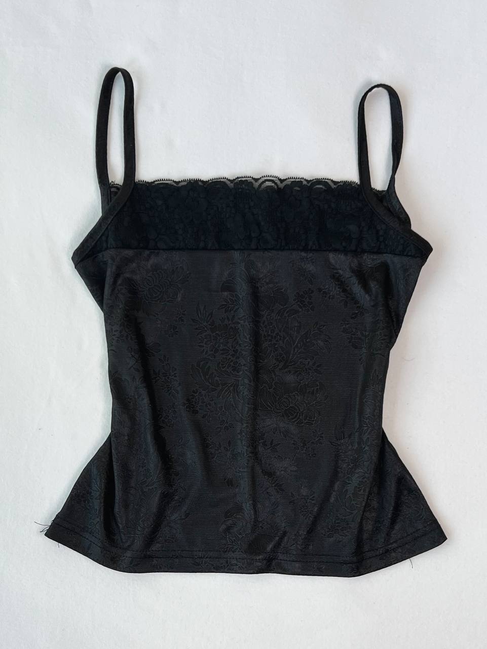 Black Lace Neckline Embossed Cami