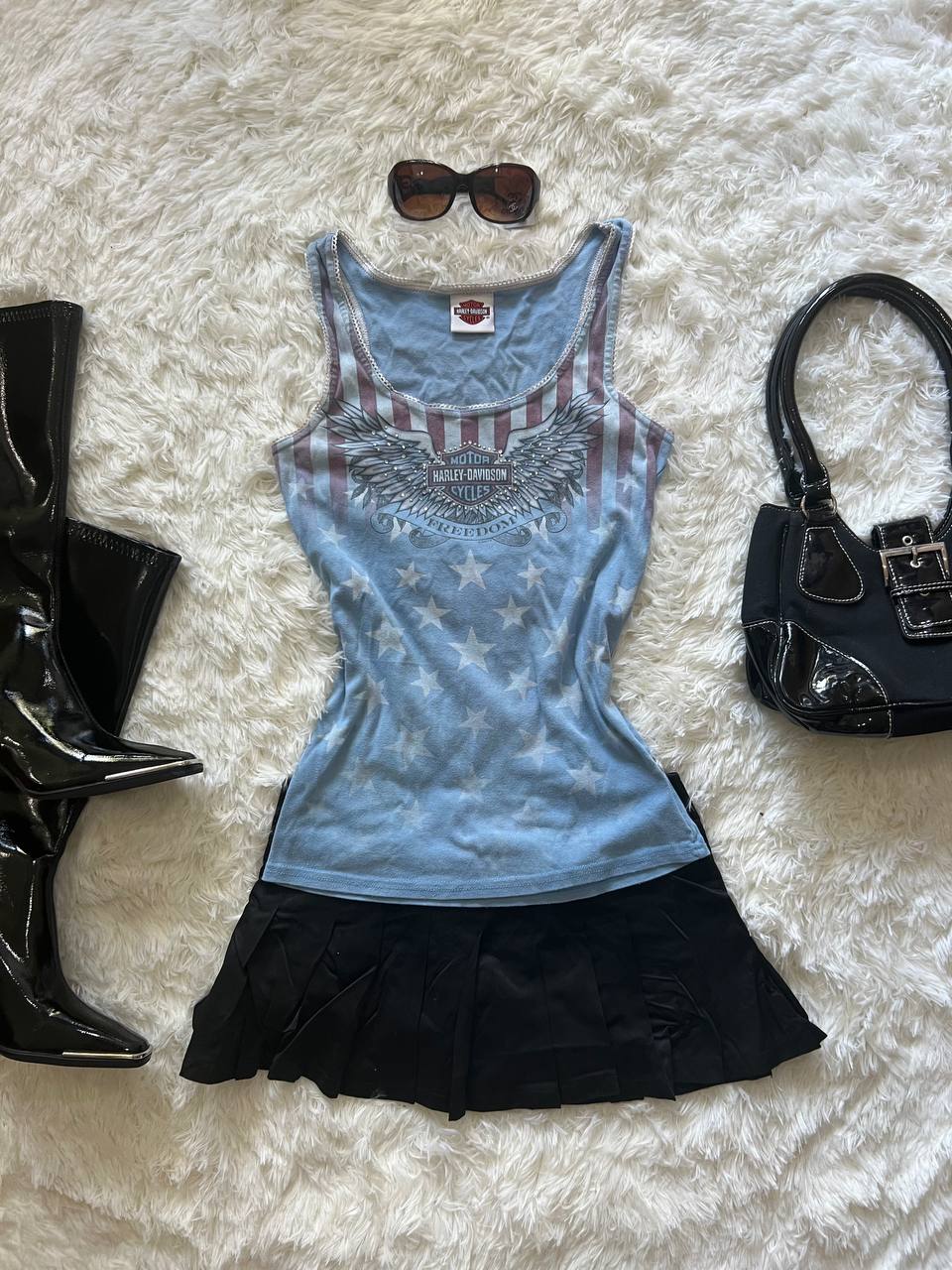 Baby Blue Harley Davidson Tank Top