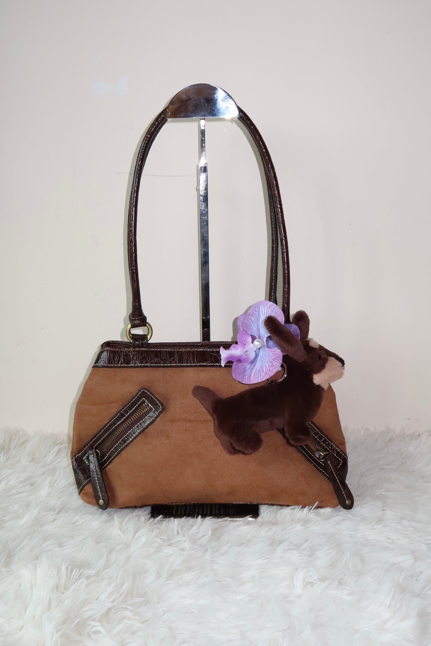 Brown Suede Shoulder Bag