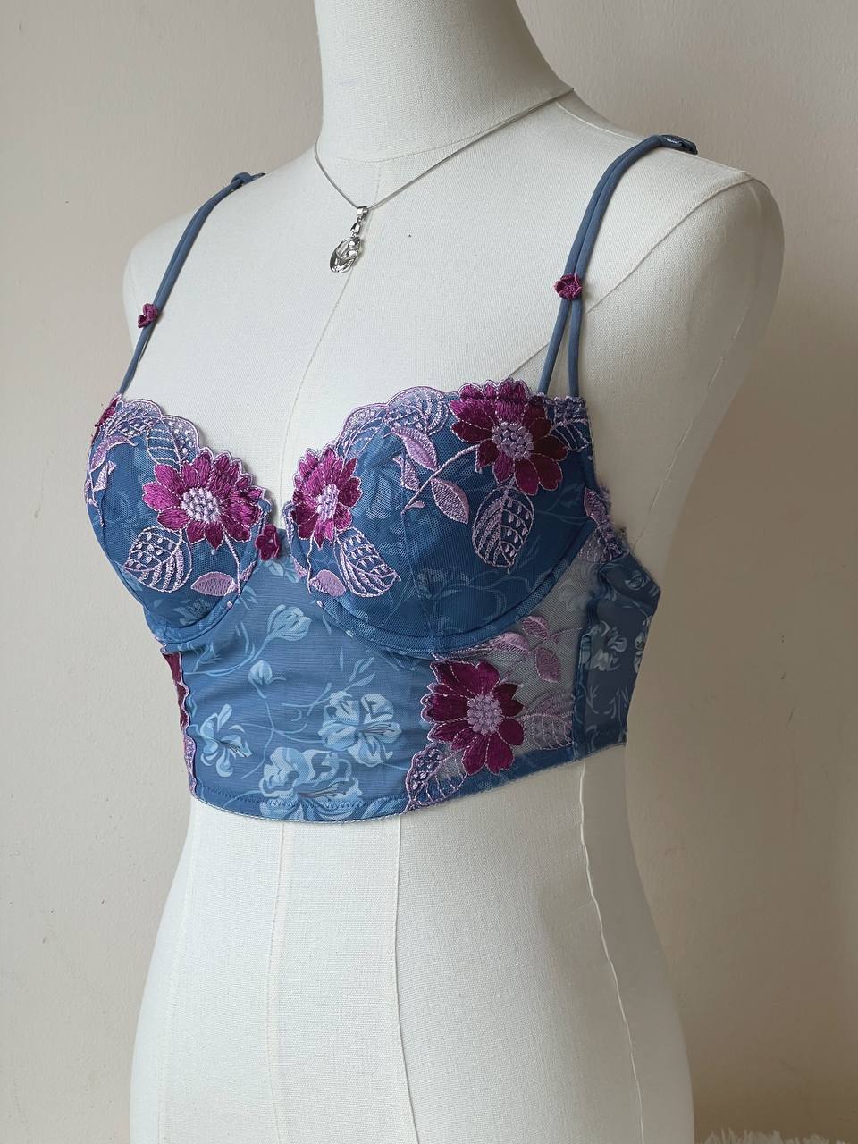 Embroidered Mesh Corset