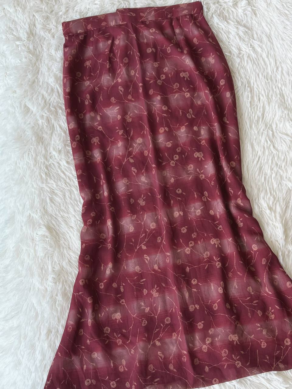 Burgundy Gradient Floral Skirt