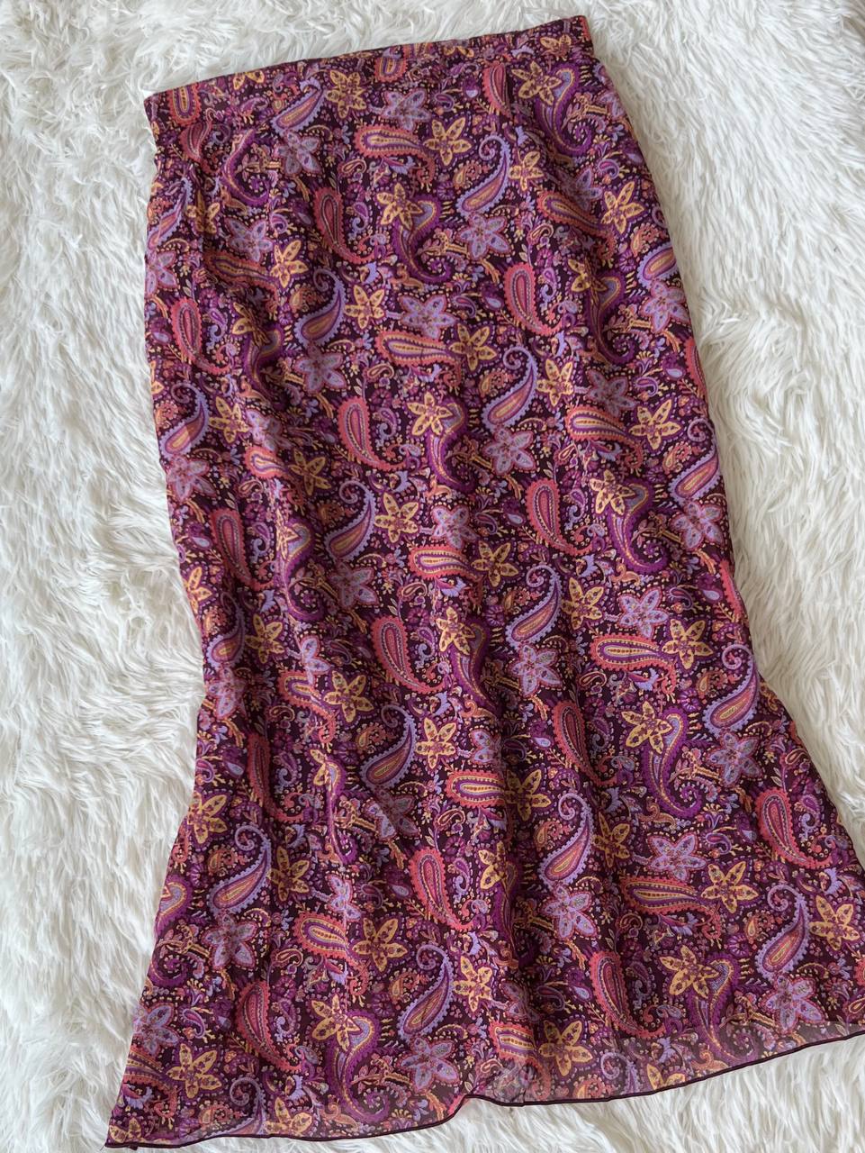 Purple Paisley Midi Skirt