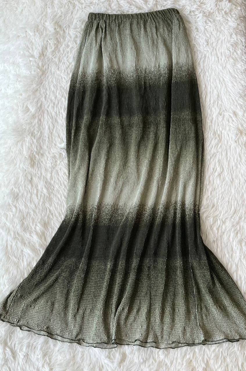 Green Gradient Maxi Textured Skirt