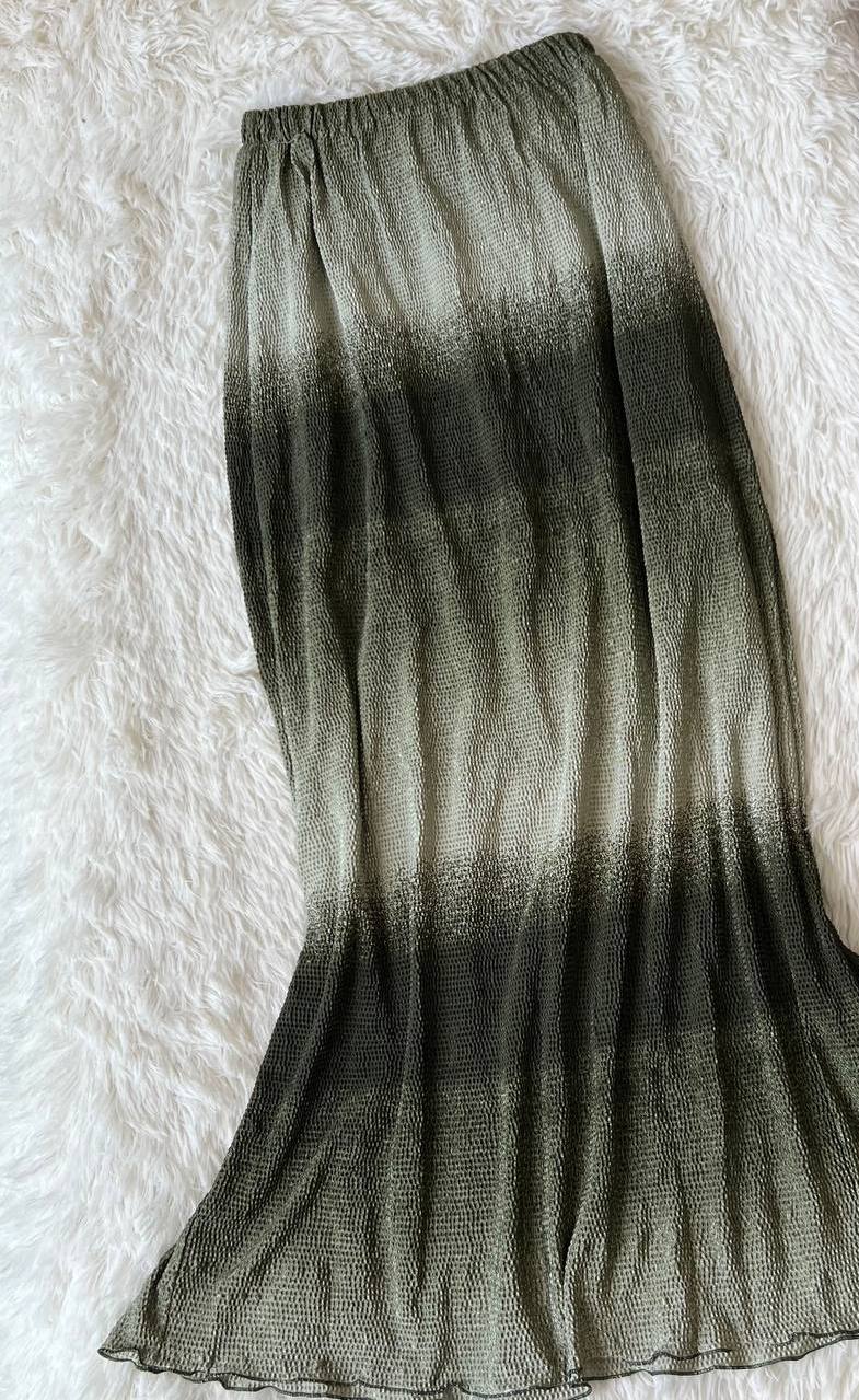 Green Gradient Maxi Textured Skirt
