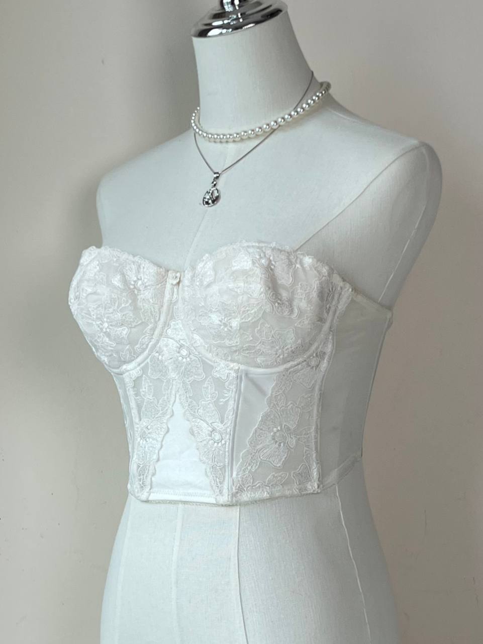 Cream Embroidered Cropped Corset