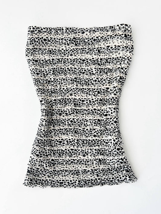 Cecil Mcbee Ruffle Leopard Print Tube Top
