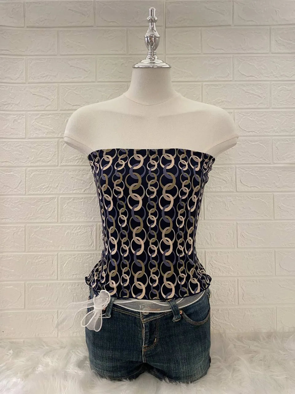 Black Pattern Tube Top 1