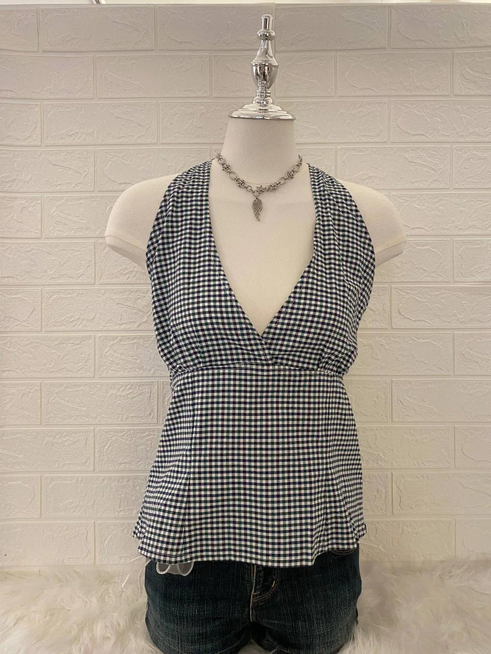 Blue Gingham Halter 1