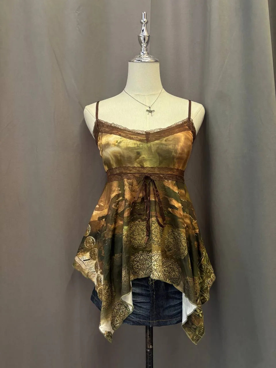 Brown and Green Printed Cami 1