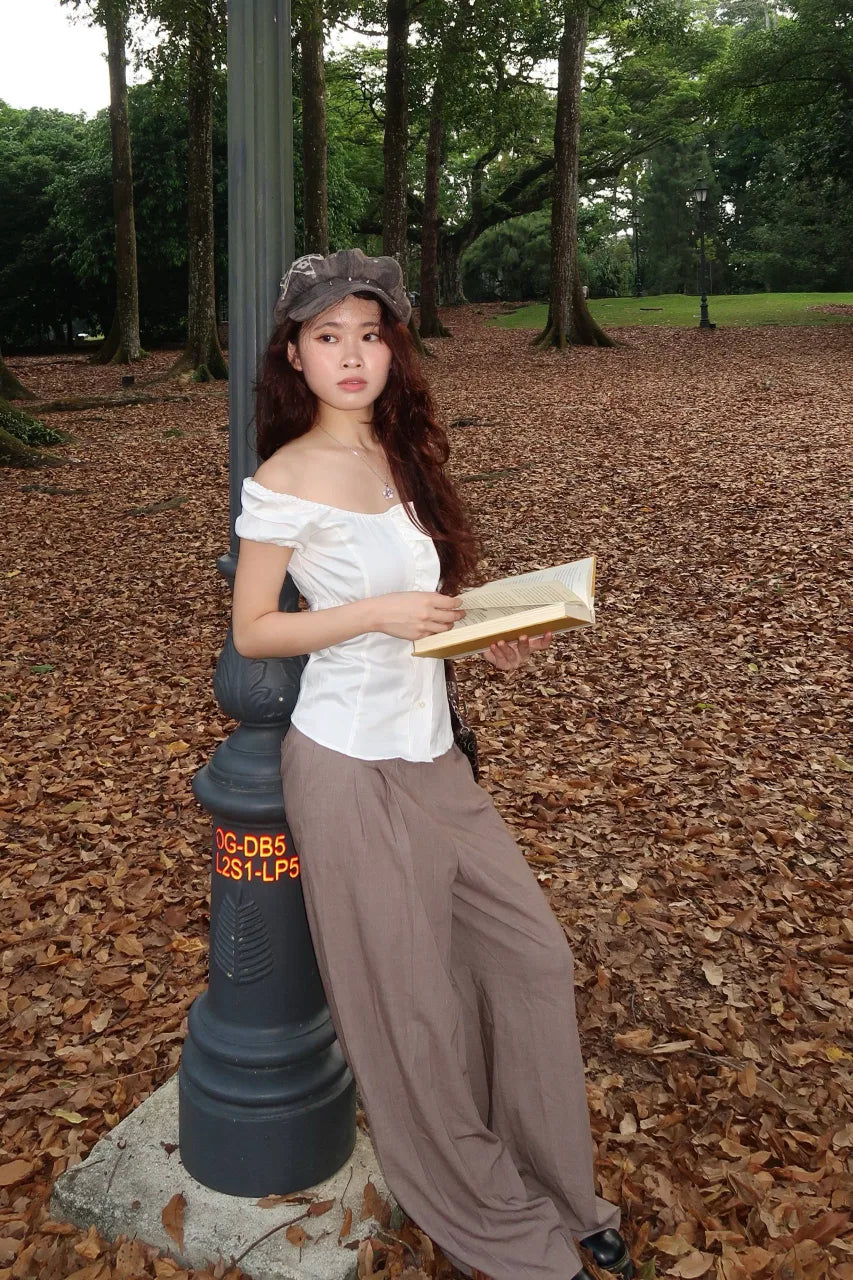 Brown Baggy Pleated Pants 1