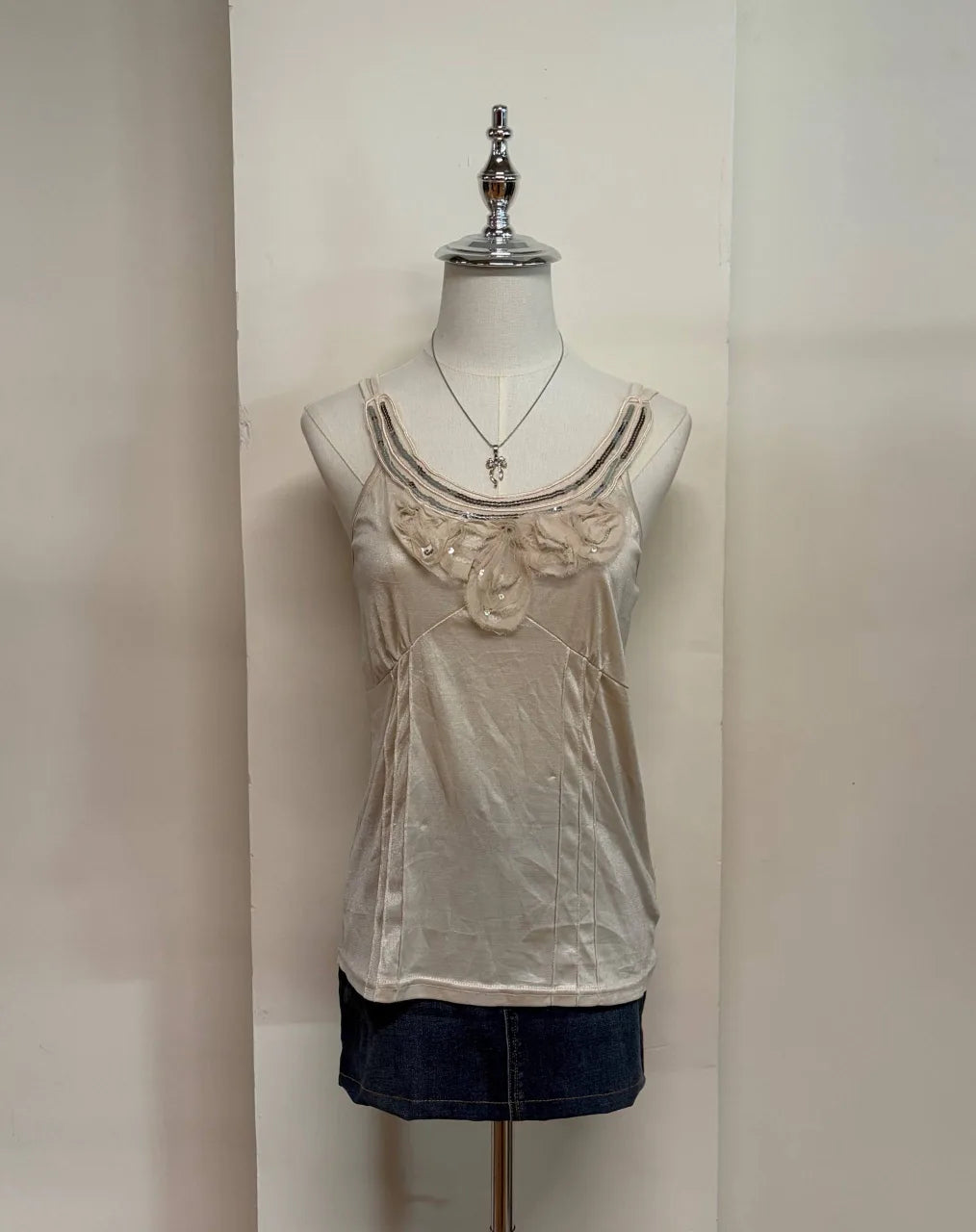 Champagne Sequinned Neckline 1