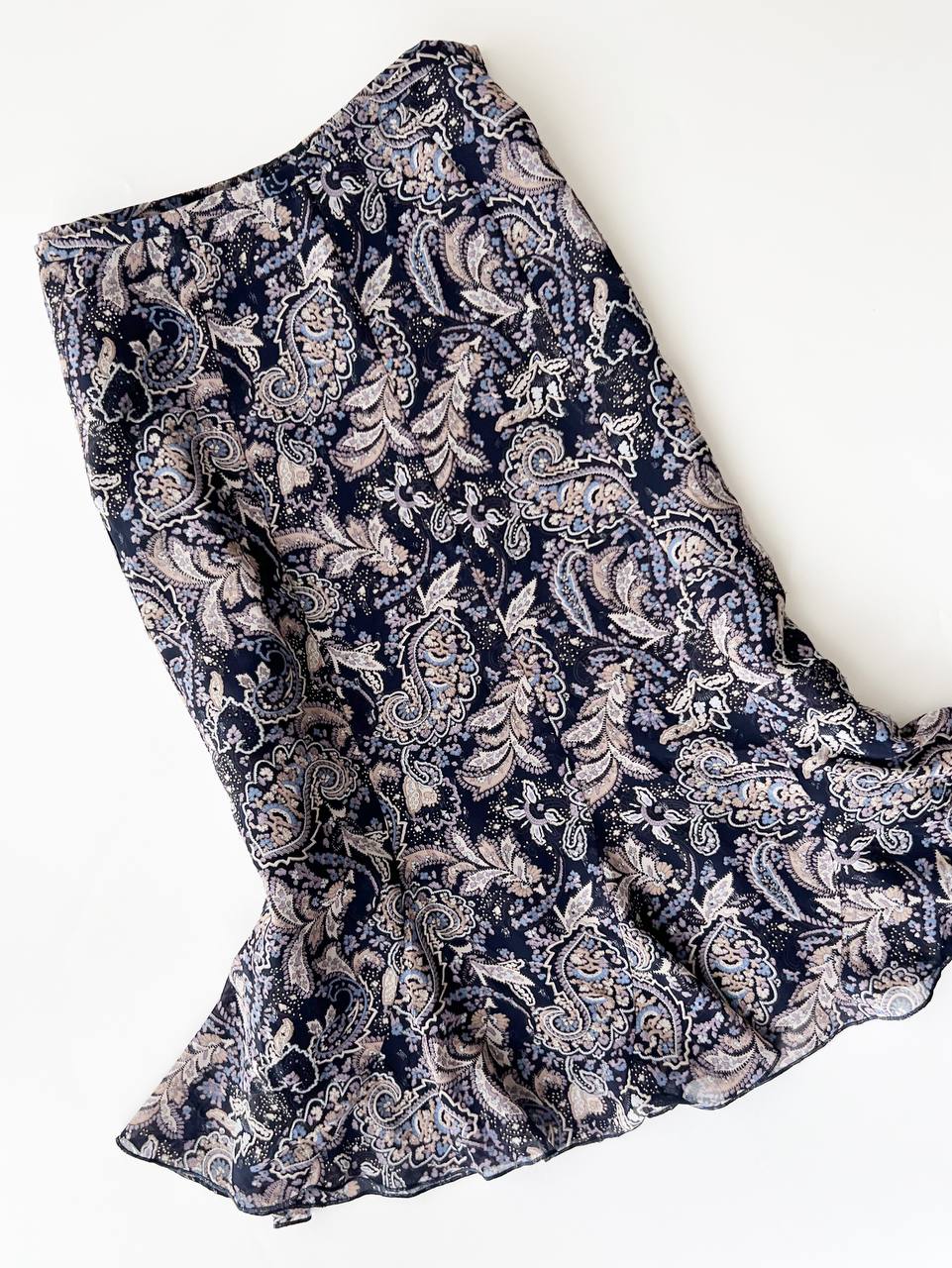 Black Paisley Midi Skirt w Shimmery Details