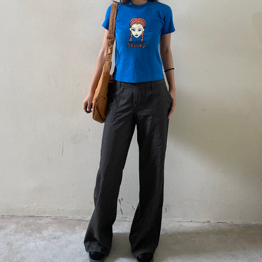 Olive Green Nylon Flares